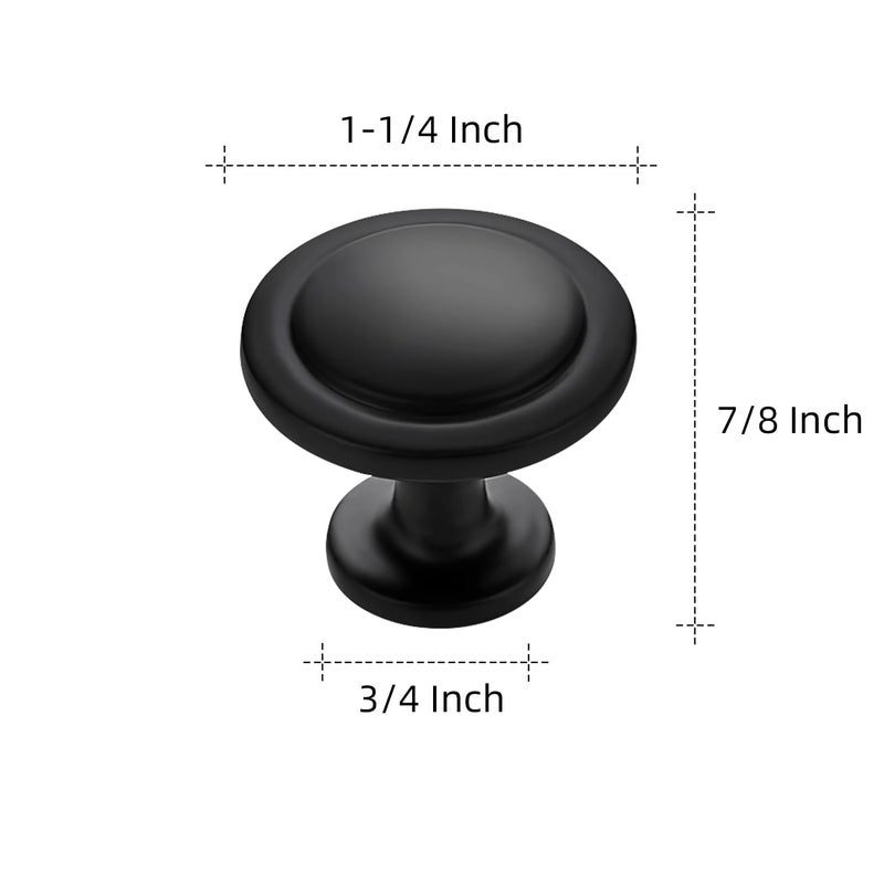 Ravinte 5 Pack 1-1/4 inch Kitchen Cabinet Knobs Matte Black Dresser Zinc Pulls Door Drawer Handles for Dresser Drawers - Image 3